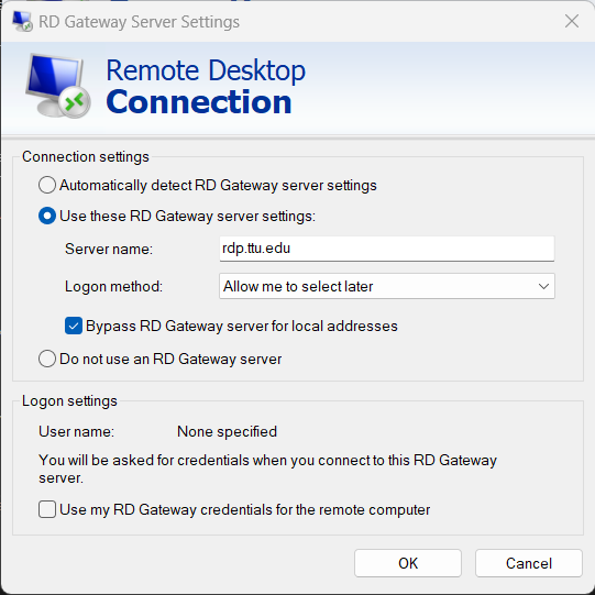 Remote Desktop Client with settings